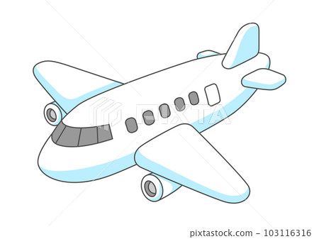 Flying cartoon airplane. Travel illustration and tourism item. 103116316