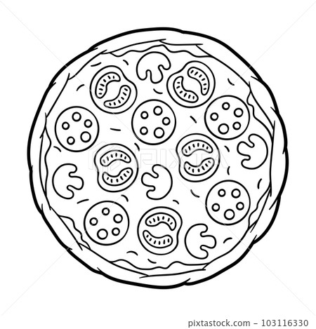 Tasty Italian pizza. Delicious fast food meal. Illustration for cafe menu. 103116330