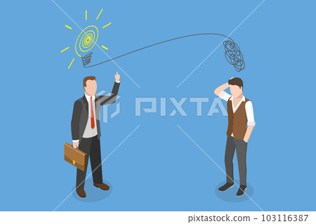 3D Isometric Flat Vector Conceptual Illustration of Proactivity vs Reactivity 103116387