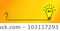Glowing light bulb and Question mark on bright orange background. 103117293