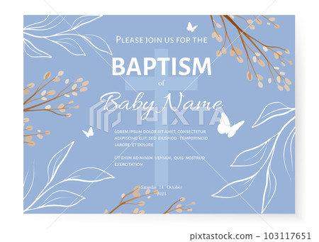 Baptism Invitation Card Design. Invitation Template with Cross. Vector illustration EPS10 103117651