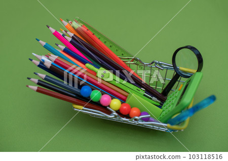 Stylish colored stationery and school supplies. The concept of returning to school 103118516