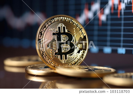Virtual cryptocurrency. Bitcoin and stock market chart. Generative ai Virtual cryptocurrency. Bitcoin and stock market chart. Generative ai 103118703