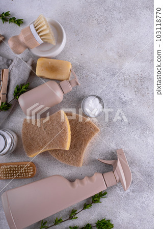 Eco cleaning with bottles, brushes and sponges Eco cleaning with bottles, brushes and sponges 103118770