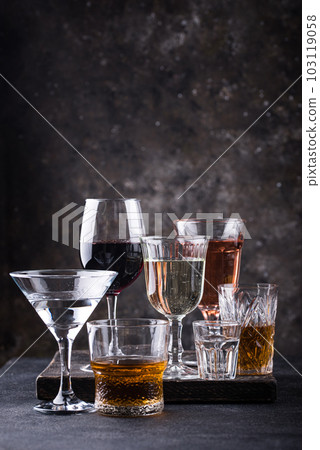 Assortment of various alcohol drinks Assortment of various alcohol drinks 103119058