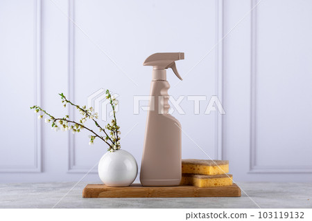 Eco cleaning with bottles, brushes and sponges Eco cleaning with bottles, brushes and sponges 103119132