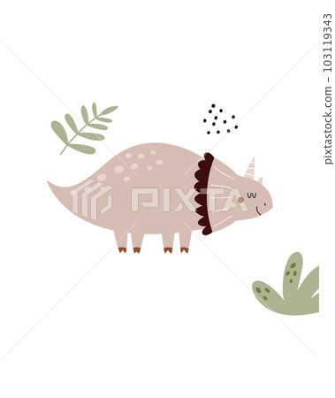 Funny illustration with dinosaur in a simple hand drawn style Funny illustration with dinosaur in a simple hand drawn style 103119343