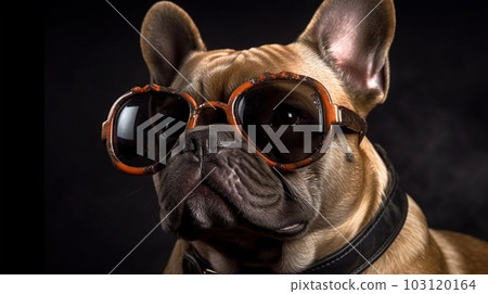 Portrait of a French bulldog with sunglasses, Generated AI 103120164