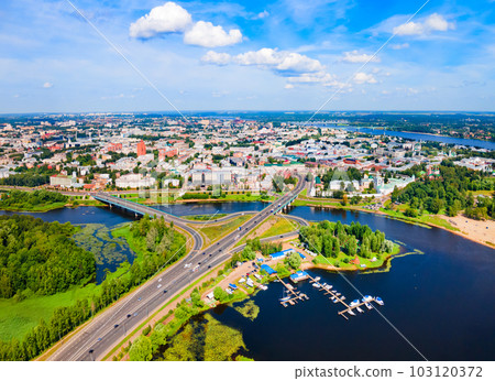Yaroslavl city, Volga river aerial view 103120372