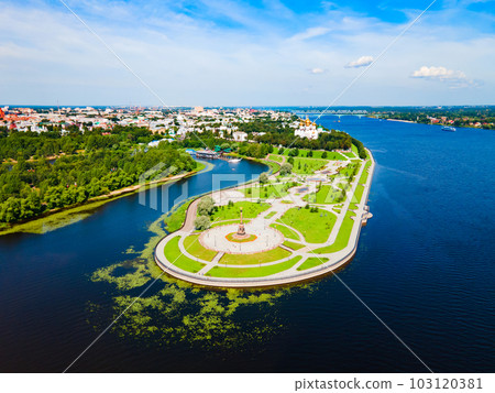 Yaroslavl city, Volga river aerial view 103120381