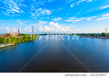 Kostroma city, Volga river aerial view 103120647