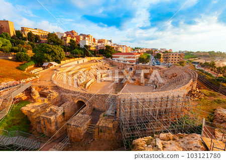 Tarragona Amphitheatre aerial panoramic view, Spain Tarragona Amphitheatre aerial panoramic view, Spain 103121780