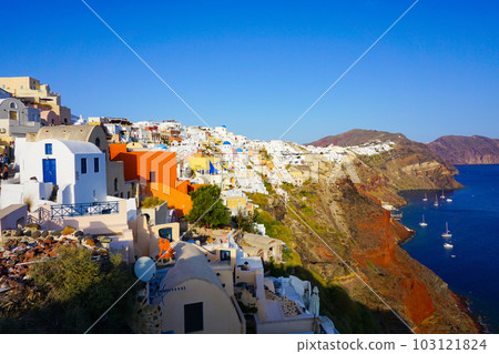 Cityscape of Santorini, Greece and the Aegean Sea Cityscape of Santorini, Greece and the Aegean Sea 103121824