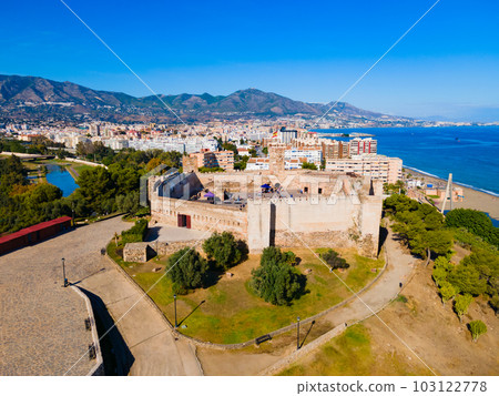 Sohail Castle aerial panoramic view in Fuengirola, Spain 103122778