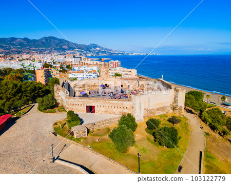 Sohail Castle aerial panoramic view in Fuengirola, Spain 103122779