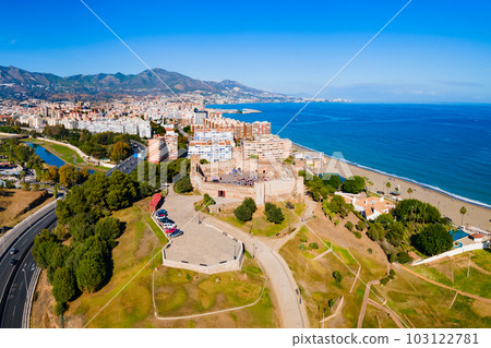 Sohail Castle aerial panoramic view in Fuengirola, Spain 103122781