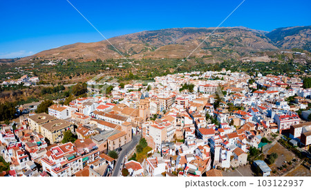 Orgiva town aerial panoramic view in Alpujarras, Spain Orgiva town aerial panoramic view in Alpujarras, Spain 103122937