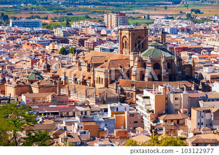 Granada Cathedral city aerial panoramic view in Spain Granada Cathedral city aerial panoramic view in Spain 103122977