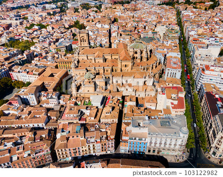 Granada Cathedral city aerial panoramic view in Spain Granada Cathedral city aerial panoramic view in Spain 103122982