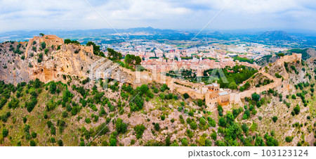 Xativa Castle aerial panoramic view, Spaint Xativa Castle aerial panoramic view, Spaint 103123124
