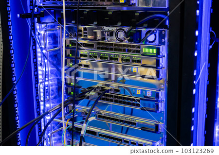 Telecommunication technology equipment - fiber optic cables and switch 103123269