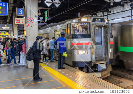停在北海道札幌站站台的本地火車 103123902