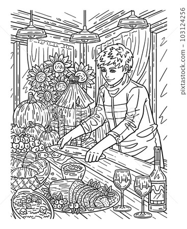 Thanksgiving Boy Setting Table Adults Coloring Thanksgiving Boy Setting Table Adults Coloring 103124256