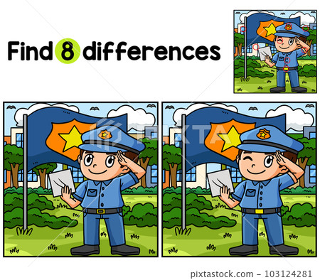 Saluting Police Officer Find The Differences 103124281