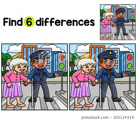 Police Officer with Old Woman Find The Differences Police Officer with Old Woman Find The Differences 103124314