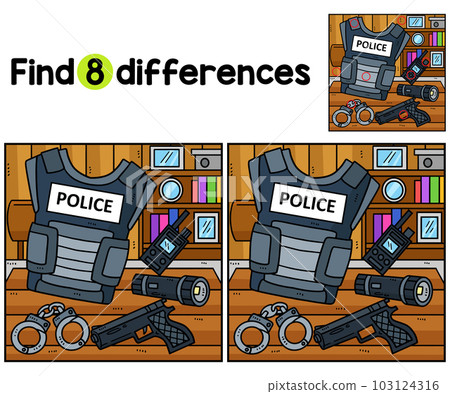 Police Officer Equipment Find The Differences Police Officer Equipment Find The Differences 103124316