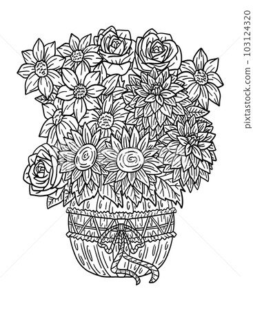 Thanksgiving Pumpkin Vase Flowers Isolated Adults Thanksgiving Pumpkin Vase Flowers Isolated Adults 103124320