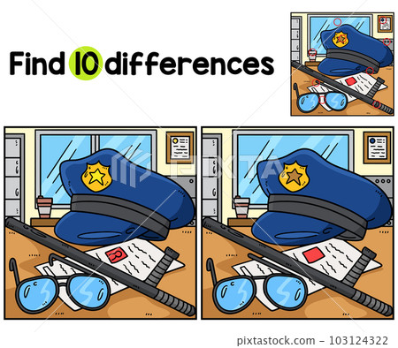 Police Hat And Baton Find The Differences Police Hat And Baton Find The Differences 103124322