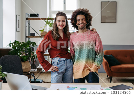 Portrait of young colleagues in their creative studio. 103124505