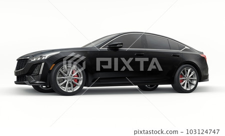 Premium business sedan car in a sports configuration on a white background. 3d rendering. 103124747