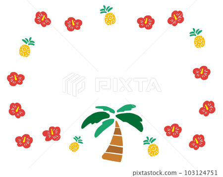 Hibiscus and pineapple tropical frame Hibiscus and pineapple tropical frame 103124751