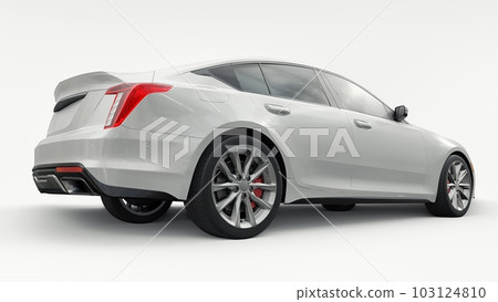 Premium business sedan car in a sports configuration on a white background. 3d rendering. Premium business sedan car in a sports configuration on a white background. 3d rendering. 103124810