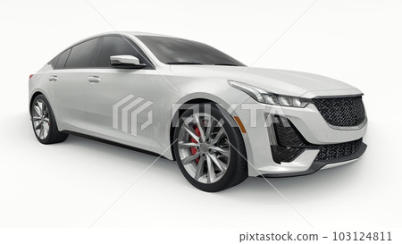Premium business sedan car in a sports configuration on a white background. 3d rendering. 103124811