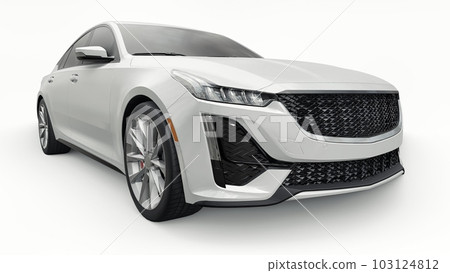 Premium business sedan car in a sports configuration on a white background. 3d rendering. Premium business sedan car in a sports configuration on a white background. 3d rendering. 103124812