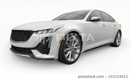 Premium business sedan car in a sports configuration on a white background. 3d rendering. Premium business sedan car in a sports configuration on a white background. 3d rendering. 103124813
