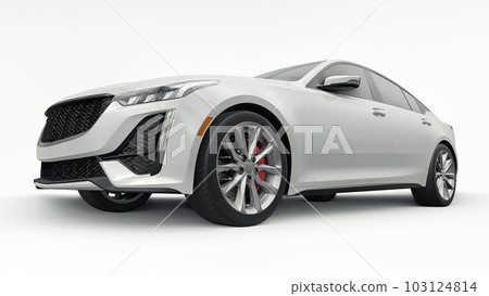 Premium business sedan car in a sports configuration on a white background. 3d rendering. 103124814