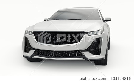 Premium business sedan car in a sports configuration on a white background. 3d rendering. Premium business sedan car in a sports configuration on a white background. 3d rendering. 103124816