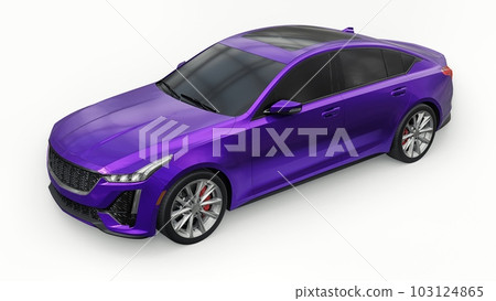 Premium business sedan car in a sports configuration on a white background. 3d rendering. 103124865