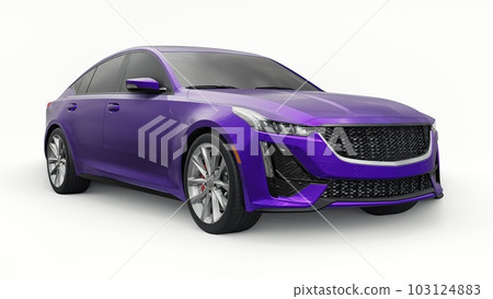Premium business sedan car in a sports configuration on a white background. 3d rendering. 103124883