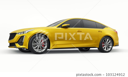 Premium business sedan car in a sports configuration on a white background. 3d rendering. Premium business sedan car in a sports configuration on a white background. 3d rendering. 103124912