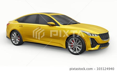 Premium business sedan car in a sports configuration on a white background. 3d rendering. Premium business sedan car in a sports configuration on a white background. 3d rendering. 103124940