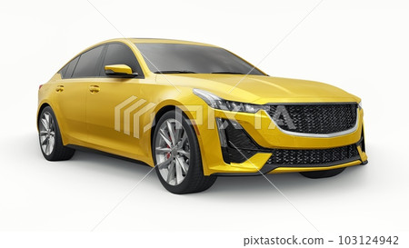 Premium business sedan car in a sports configuration on a white background. 3d rendering. Premium business sedan car in a sports configuration on a white background. 3d rendering. 103124942