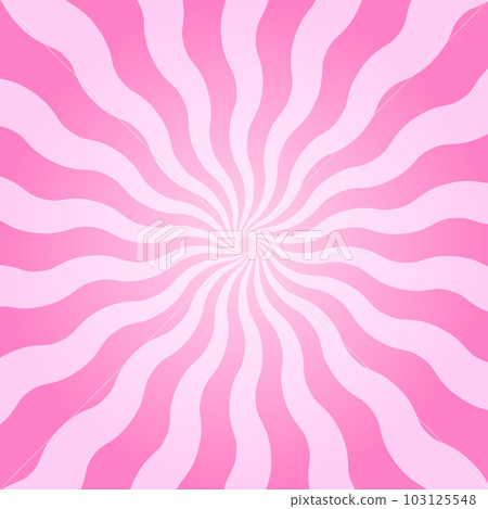 Waving rosy sunburst, explosion or surprise comic effect. Undulate pink radial stripes background. Trendy retro y2k pattern. Manga anime style design. Bubble gum, lollipop candy texture 103125548