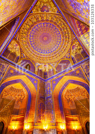 Registan mosaic pattern design background, Samarkand 103126338