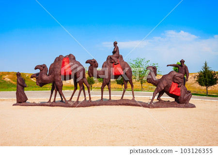 Camels monument near Afrasiab Museum, Samarkand Camels monument near Afrasiab Museum, Samarkand 103126355