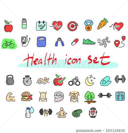 health icon set illustration vector hand drawn isolated on white background line art. health icon set illustration vector hand drawn isolated on white background line art. 103126830